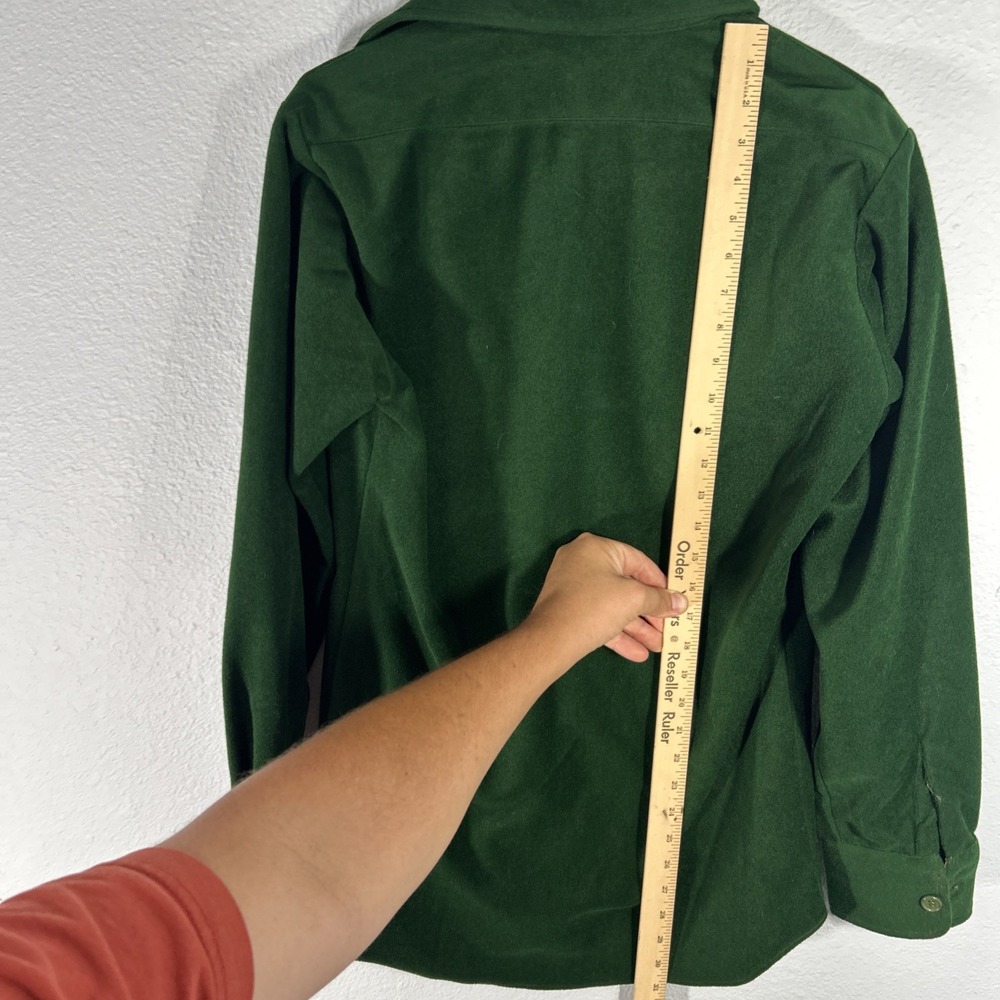 1980s Lee Shacket Size Small Forest Green Western Button Down Cruiser Shirt VTG - Picture 9 of 13